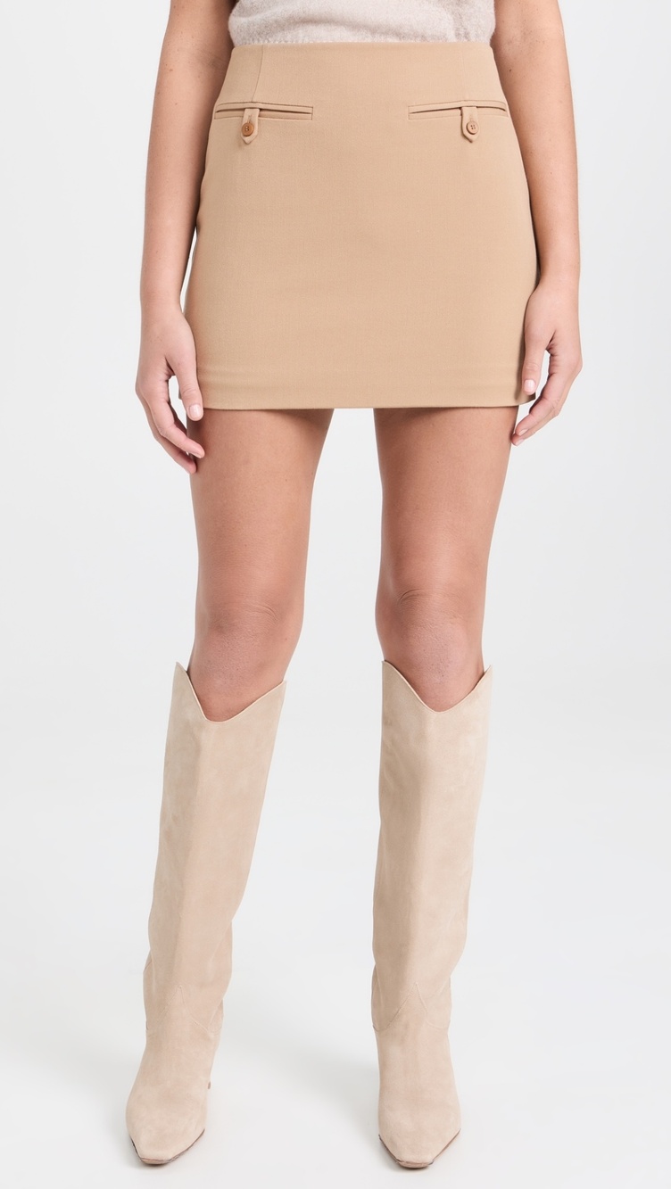 STAUD Annette Mini Skirt Tan Camel Women's Size 2